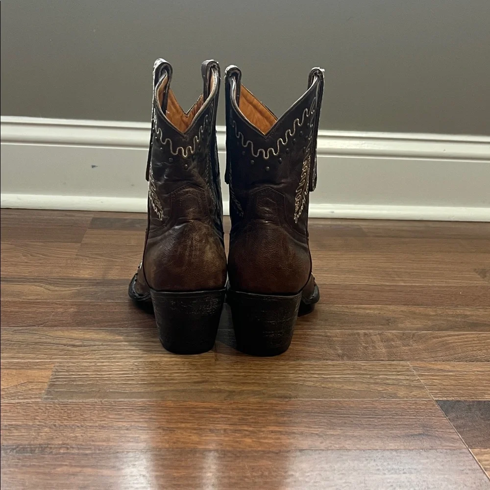Old Gringo Brown Embroidered Western Ankle Boots Size 9.5 - Picture 3 of 7